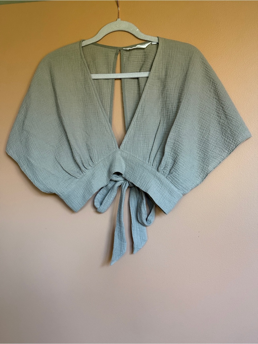 The Handloom Crop Top in Sage Green Size M/L Cotton/Gauze